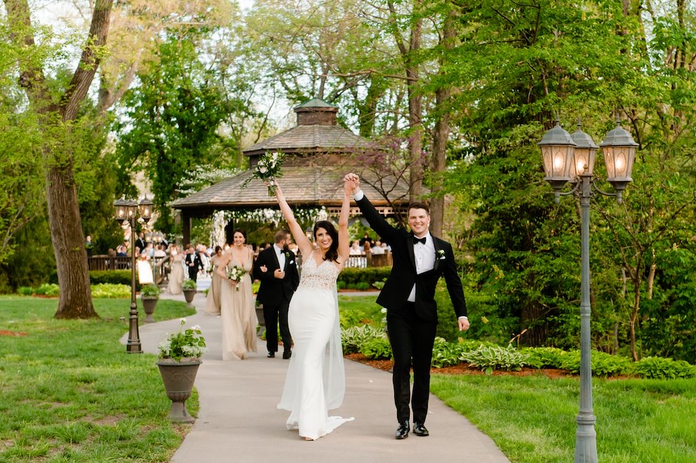 newlywed couple outdoors at the elms hotel and spa