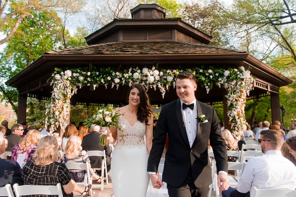newlywed couple outdoors at the elms hotel and spa