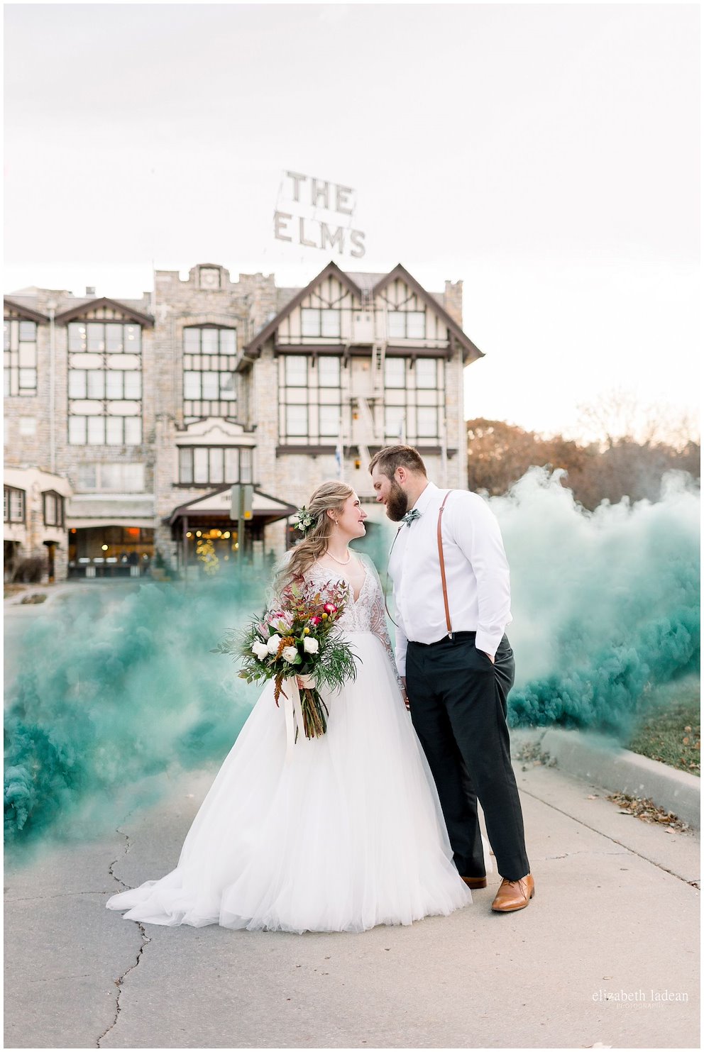 newlywed couple outdoors at the elms hotel and spa