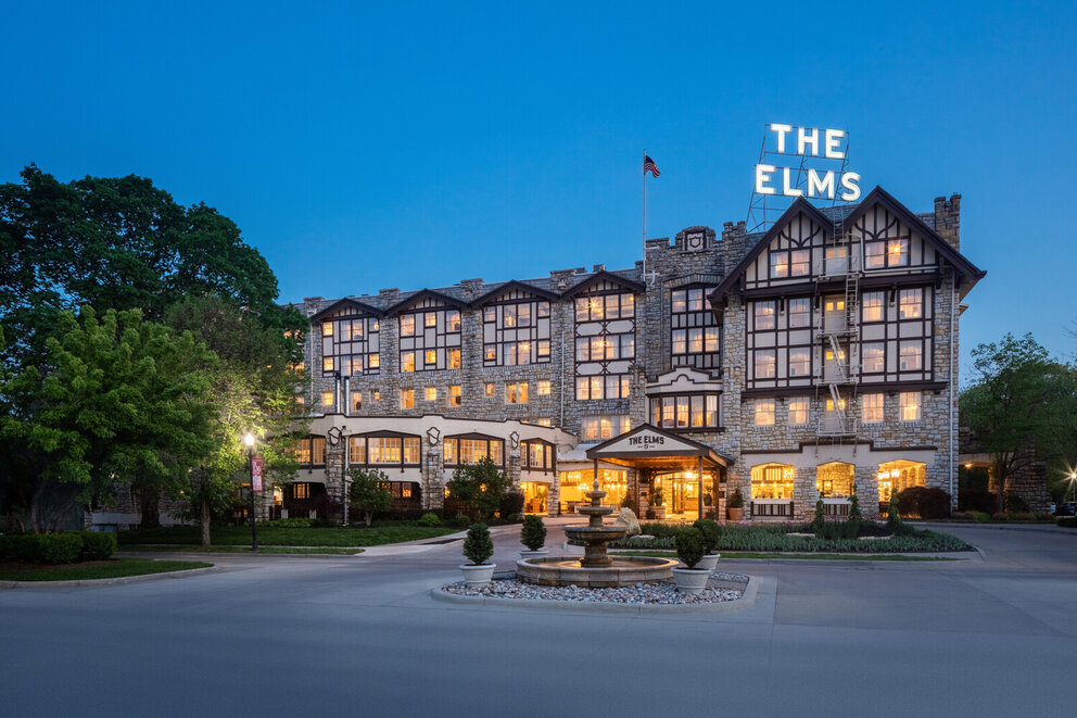Front Exterior Night at The Elms Hotel and Spa