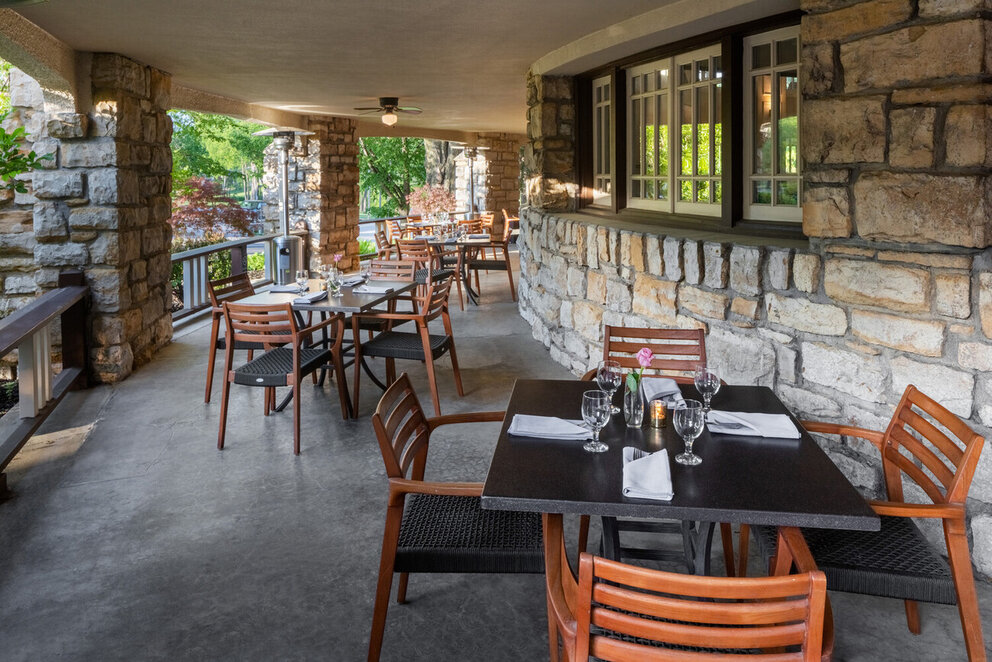 Three Owls Restaurant Outdoor Seating at The Elms Hotel and Spa