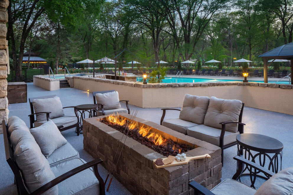 Pool Deck Fire Pit at The Elms Hotel and Spa