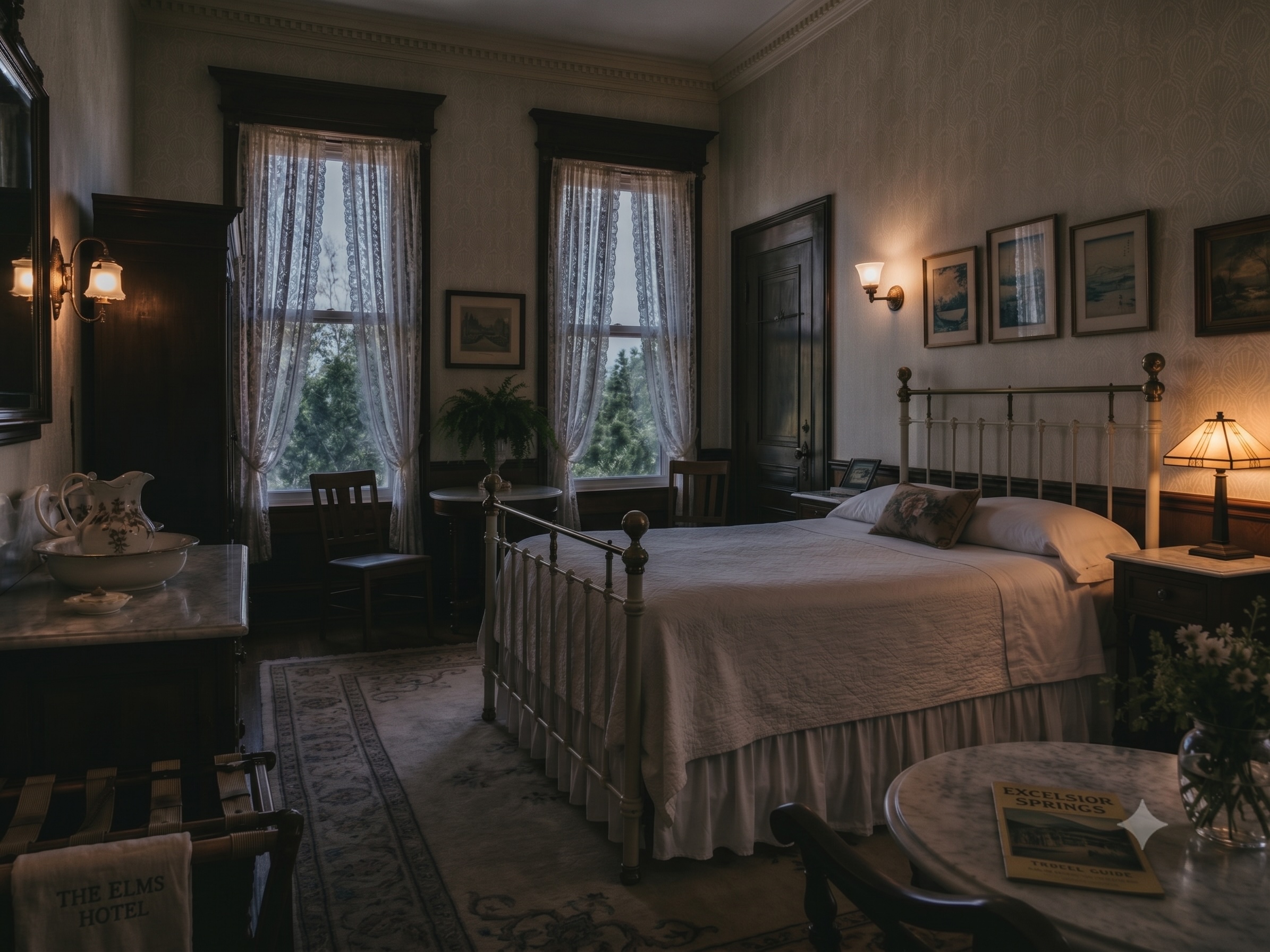 Bed in hotel guestroom